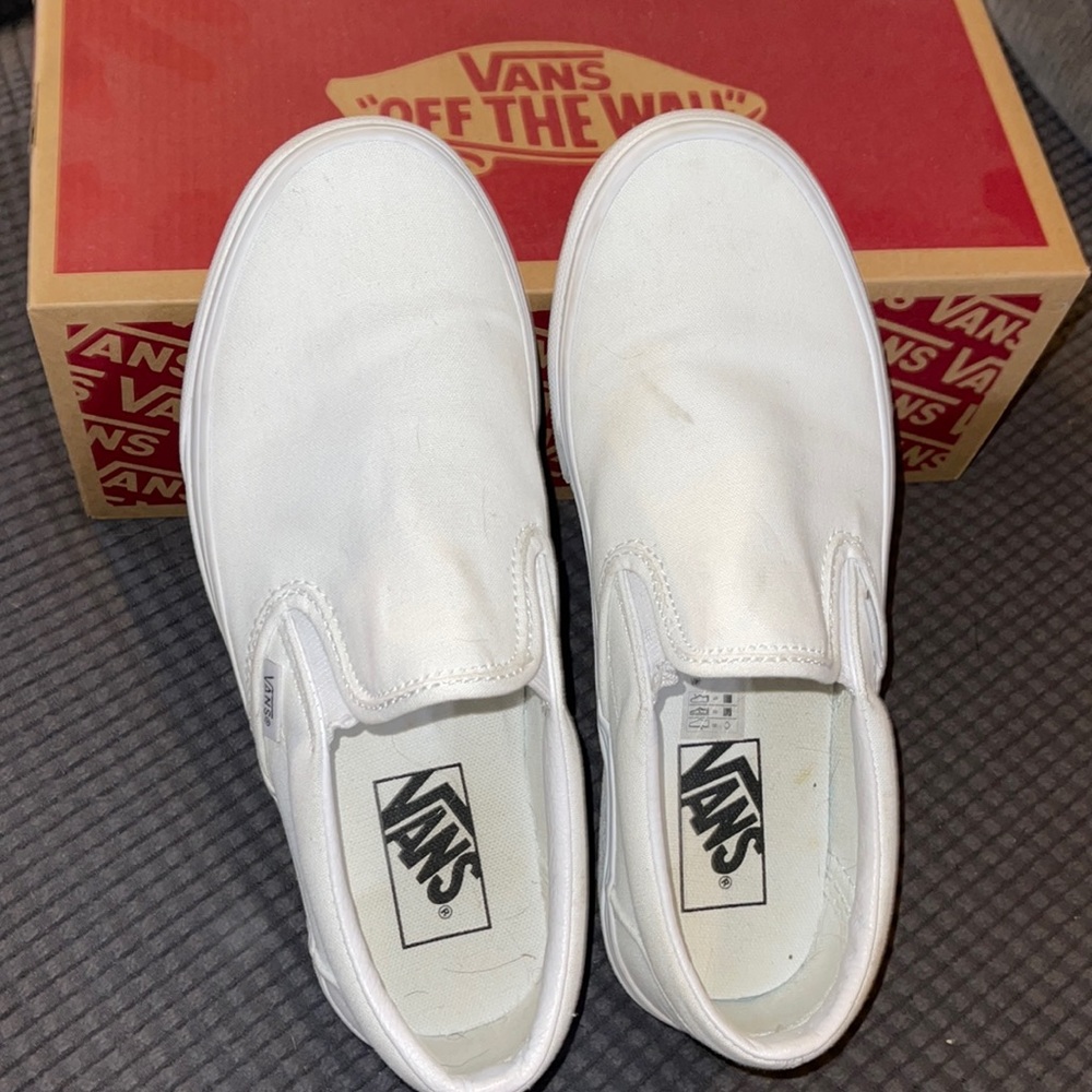 White Slip On Vans